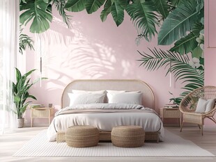 粉色热带风卧室清新空间