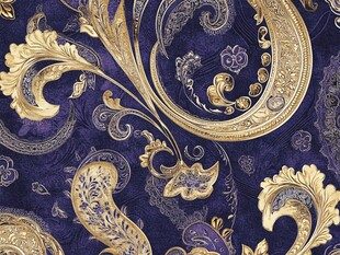 华丽紫底金色佩斯利花纹