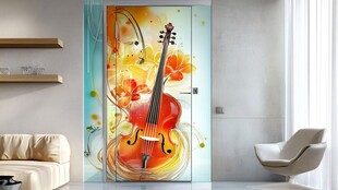 艺术提琴玻璃门装饰画