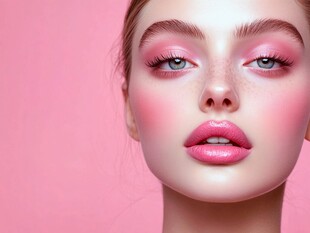 粉调美妆美女特写
