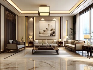 新中式客厅典雅室内设计