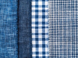 蓝调格纹布料纹理展示