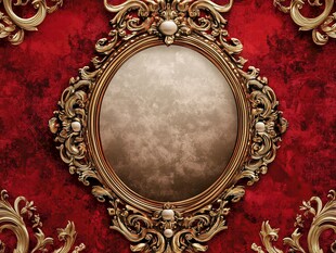 复古红底金色华丽相框