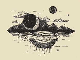 梦幻悬浮星球山水景象