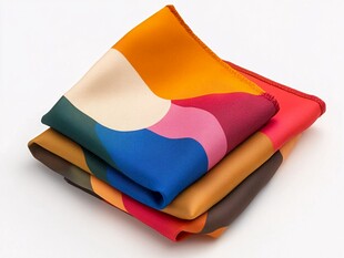 多彩几何图案折叠丝巾