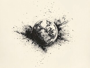 水墨风格地球艺术图像