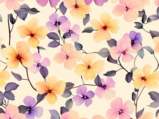 花卉水彩无缝图案背景