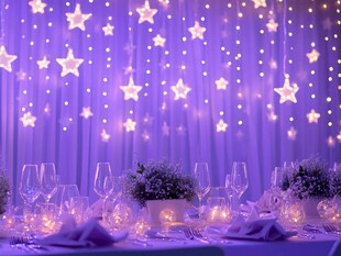 梦幻紫色星星主题宴会布置