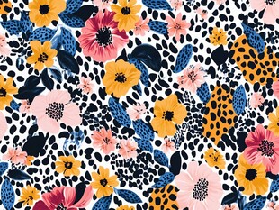 花卉豹纹图案无缝背景图