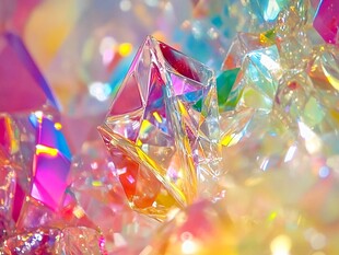 梦幻炫彩的多面水晶宝石