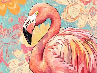 火烈鸟的绚丽花卉背景图