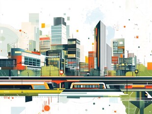 现代都市中的轨道交通景观