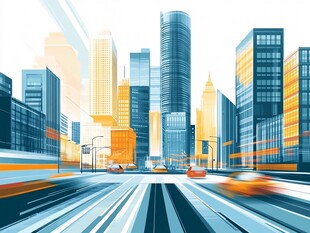 繁华都市中的动感街景