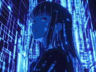 赛博少女凝视虚拟都市