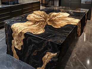 黑金大理石奢华艺术桌