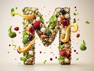 字母M的缤纷蔬果创意造型