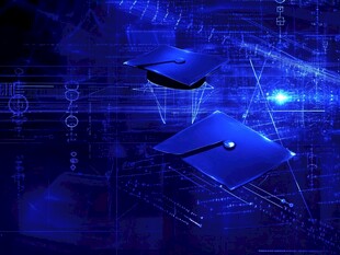 科技风毕业帽梦幻背景图