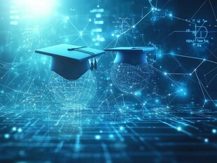 科技感毕业帽与网络世界