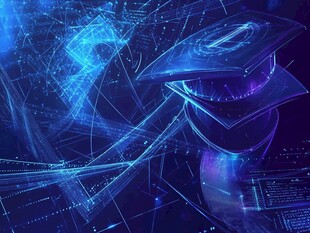 科技风毕业帽梦幻背景图