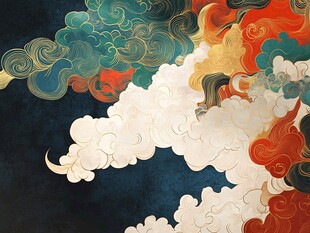 梦幻国风祥云绘景