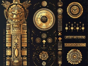 古埃及风格金色装饰元素集