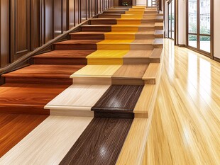 多彩木地板装点的精美楼梯