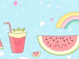 夏日缤纷水果与清凉饮品