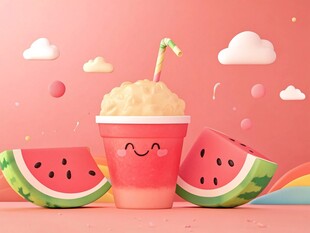 夏日冰饮与西瓜的梦幻组合