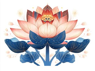 梦幻国风莲花插画艺术