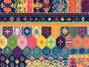 缤纷多彩几何民族风图案