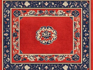 中式古典花纹红色地毯