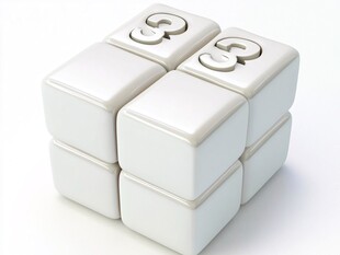 白色数字立方体堆叠造型