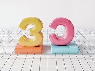 彩色立体数字3创意展示