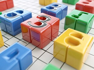 彩色数字积木排列展示