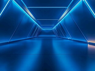 蓝色科技感未来通道空间