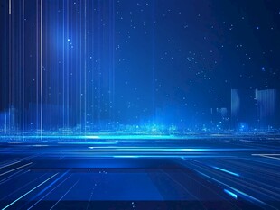 科技感蓝色未来城市夜景