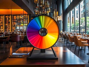 餐厅中的绚丽彩色转盘装置