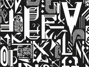 黑白几何字母抽象图案