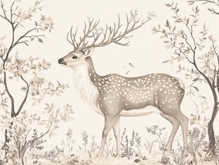 森林中的优雅梅花鹿