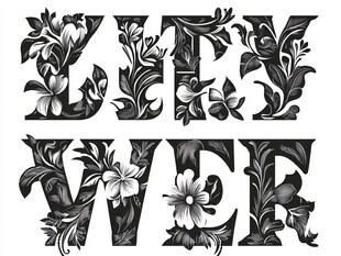 花卉装饰字母艺术设计