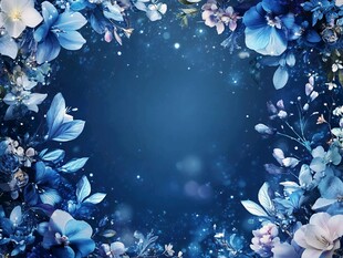 梦幻蓝调花卉背景图