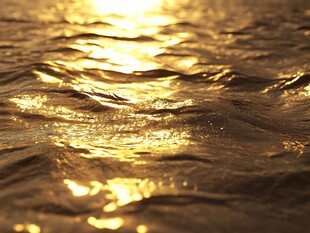 金色波光粼粼的海面景象