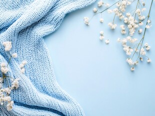 浅蓝色针织围巾与满天星