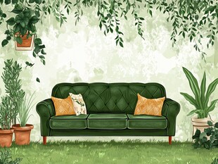 绿意环绕的舒适户外沙发