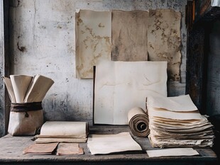 复古旧纸张的静谧陈列