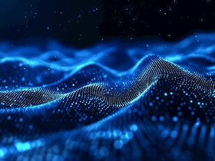 蓝色数据波浪科技感画面