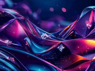 梦幻炫彩流体与钻石背景