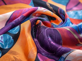 多彩印花丝巾的绚丽纹理