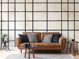 简约客厅棕色皮沙发景致