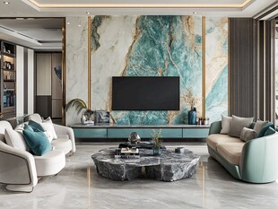 现代轻奢风客厅时尚场景